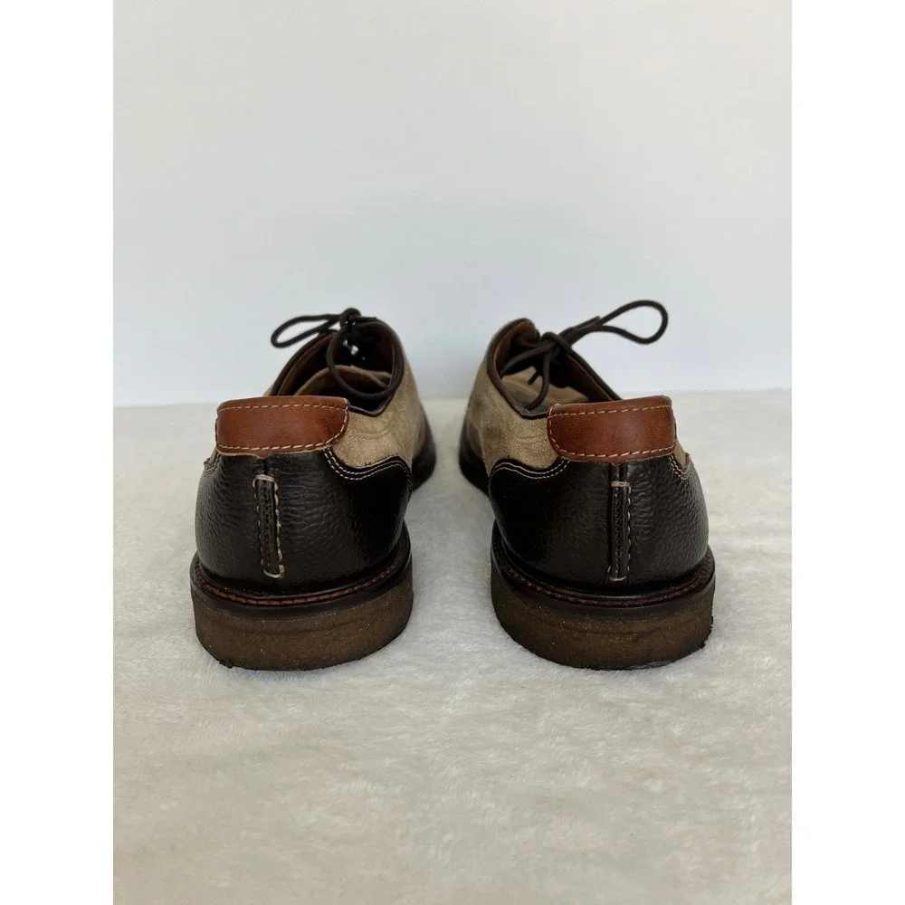 Johnston & Murphy Mens 8M Tan Suede Leather Derby Shoes 25-3010 Brown Accents